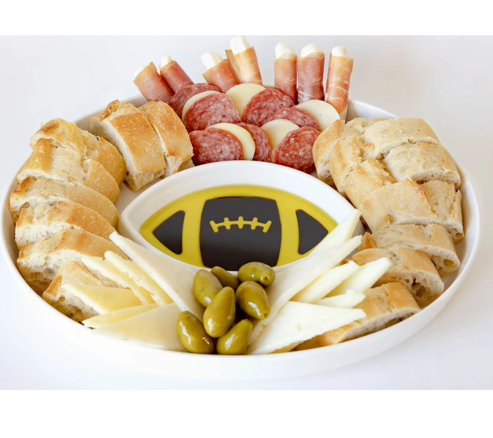Olive Oil and Balsamic Vinegar Dipping Platter - Football Art