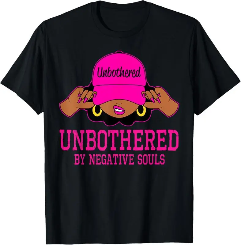 Men's Unisex Classic 100% Cotton Short Sleeve Casual Printed T-Shirt, Vintage-Style Top with Unbothered Afro Queen Graphic Print, Menswear, Streetwear, Shortsleeve, Round Neck, Classic Unisex Fit For Easy Layering, Soft For Daily Wear, Male Short-Sleeve,,