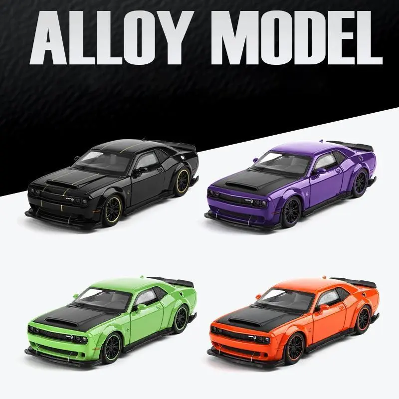 1:32 Dodge Challenger SRT Hellcat V8 die-cast metal model, red, American muscle sports car, hobby decoration collection