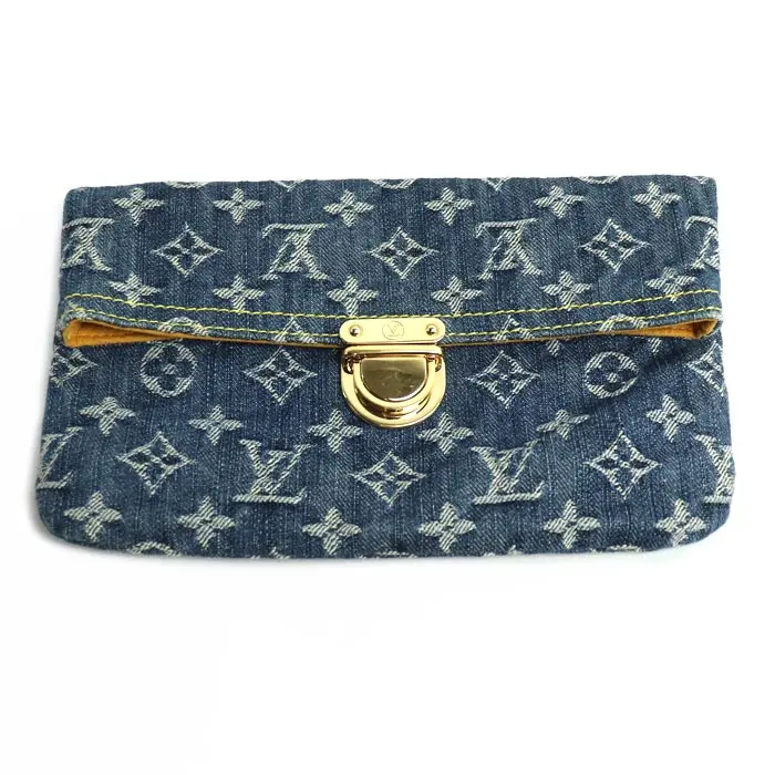 Pre-owned Louis Vuitton Denim Tote Bags Pochette Plat Monogram Clutch Bag