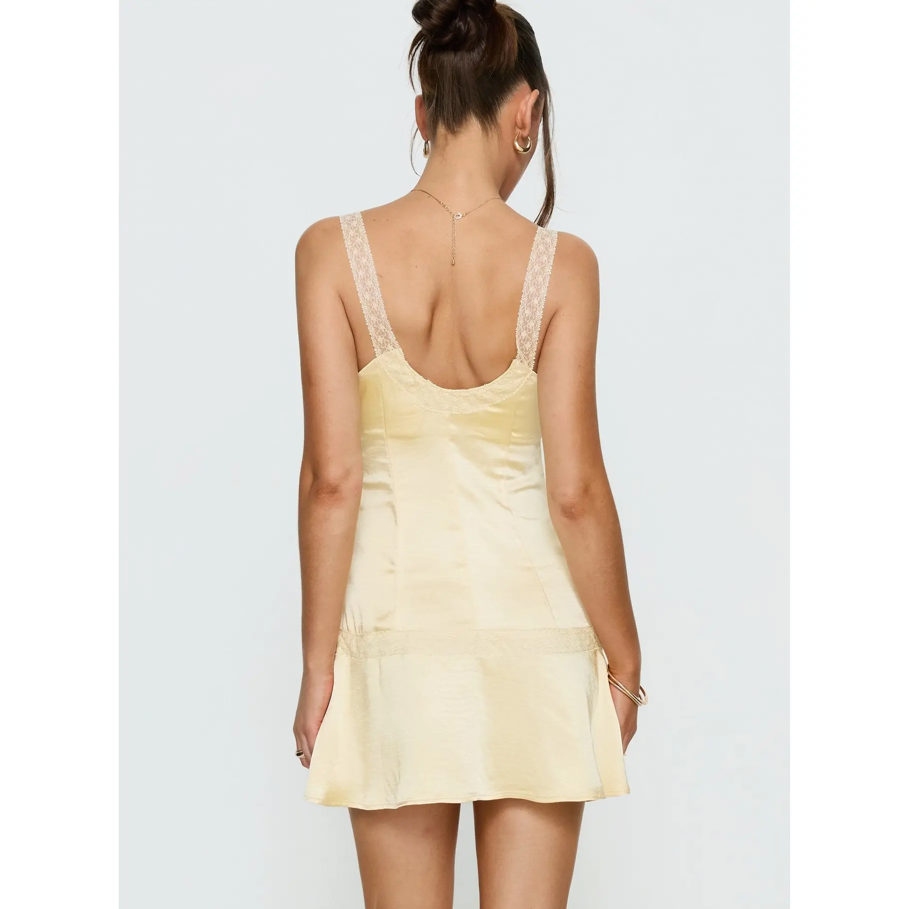 Sybelle Lace Drop Waist Mini Dress Yellow - TikTok Shop