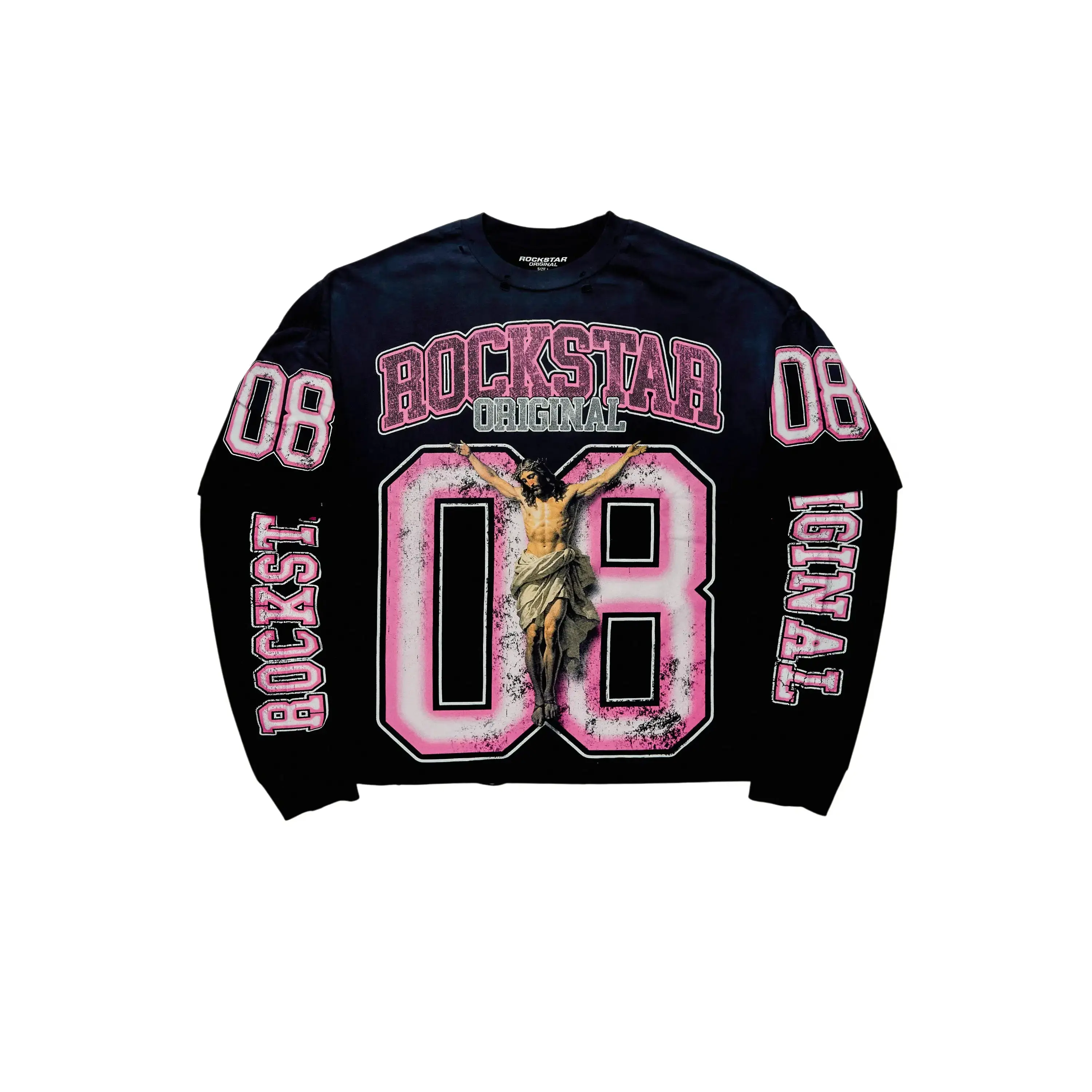 Fields Black/Pink Double Layer Long Sleeve Graphic T-Shirt