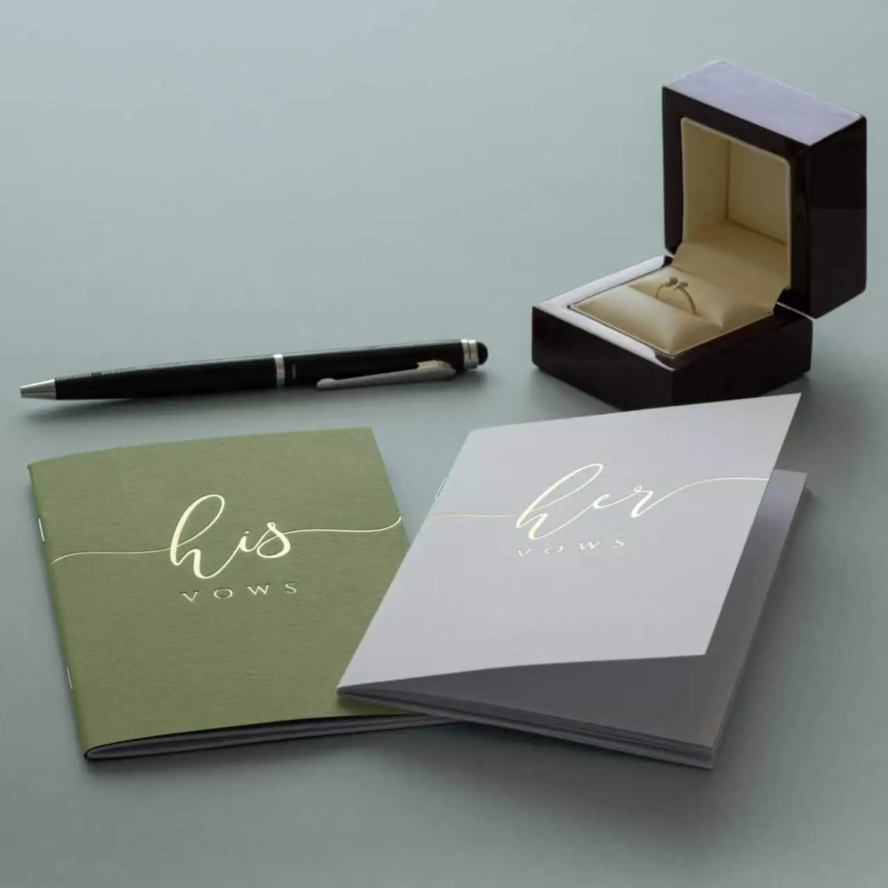 His and Hers Vow Books, Black & White Gold Foil Wedding Vow Books, Bride and Groom Vow Keepsake