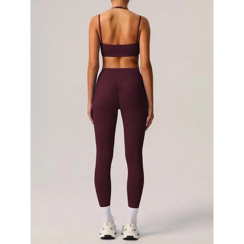 Women's Solid Crop Sports Bra & Leggings Set, Casual Comfy Breathable Two-piece Outfits for Yoga Gym Workout Running, Ladies Sportswear for Spring & Fall, Summer ActivewearGift Women's Solid Crop Sports Bra & Leggings Set, Casual Comfy Breathable Two-piece Outfits for Yoga Gym Workout Running, Ladies Sportswear for Spring & Fall, Summer ActivewearGift