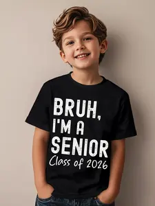Boys' Bruh I'm a Senior Class of 2026 Graduation T-Shirt - Retro Round Neck Tee Suitable for Birthday Gifts, Daily Wear & Senior Year Outfits - Class of 2026 Senior Year Celebration (Hand Washable)