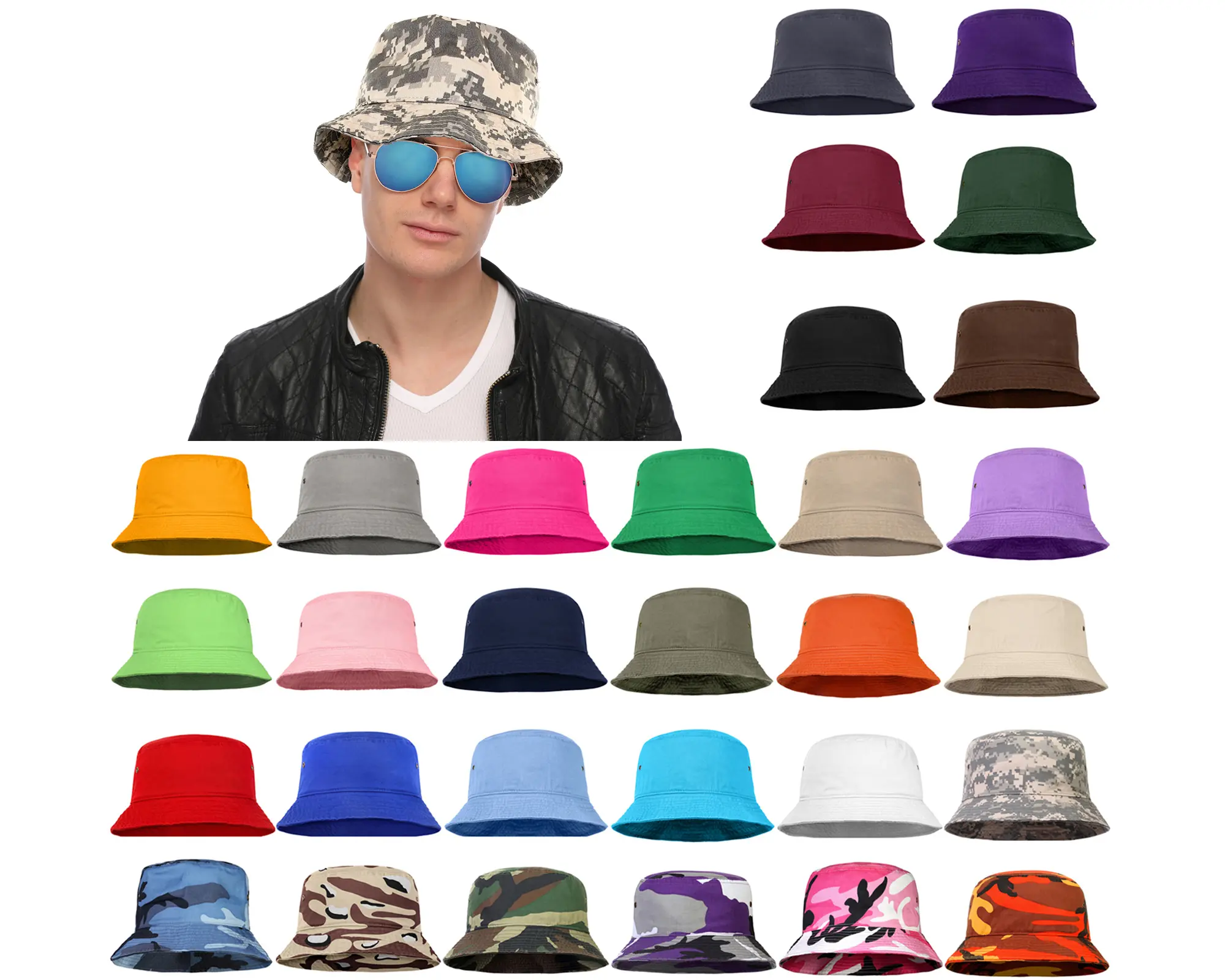 Falari Unisex Cotton Bucket Hat 100% Cotton Packable for Travel