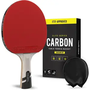 Ping Pong Paddles - ITTF Approved Professional Table Tennis Rackets with Carbon Fiber for  Control | 7-Ply ,  Rubber, 2.0mm Sponge