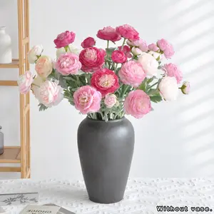 Artificial Peony Flower Pack of 12  Silk Peony Pink Flowers Combo Rose Red Silk Flowers Bouquet Fake Peonies for Faux Floral Arrangements Home Table Kitchen Wedding Party Farmhouse Decor Ornaments