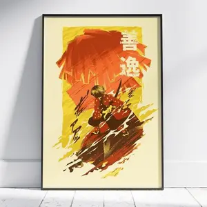 [Sale Off Up To 50%] [Unframe] Zenitsu Gold Poster, Anime Demon Slayer Poster, Manga Wall Art