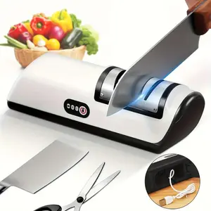 Portable Electric Knife Sharpener USB-C Fast Charge - Pro for Chef/Peeling/Ceramic/Pocket Knives, 1-Touch, Non-Slip Base| Home & Camping Must-Have for Cooks,Christmas gift Kitchen Steel