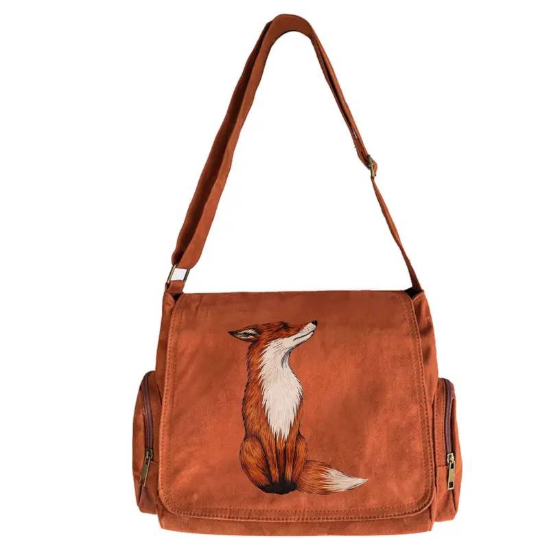 Newly upgraded fabric, large-capacity flap tote bag featuring a fox print—an excellent choice for everyday outings, travel, shopping, and gifts.
