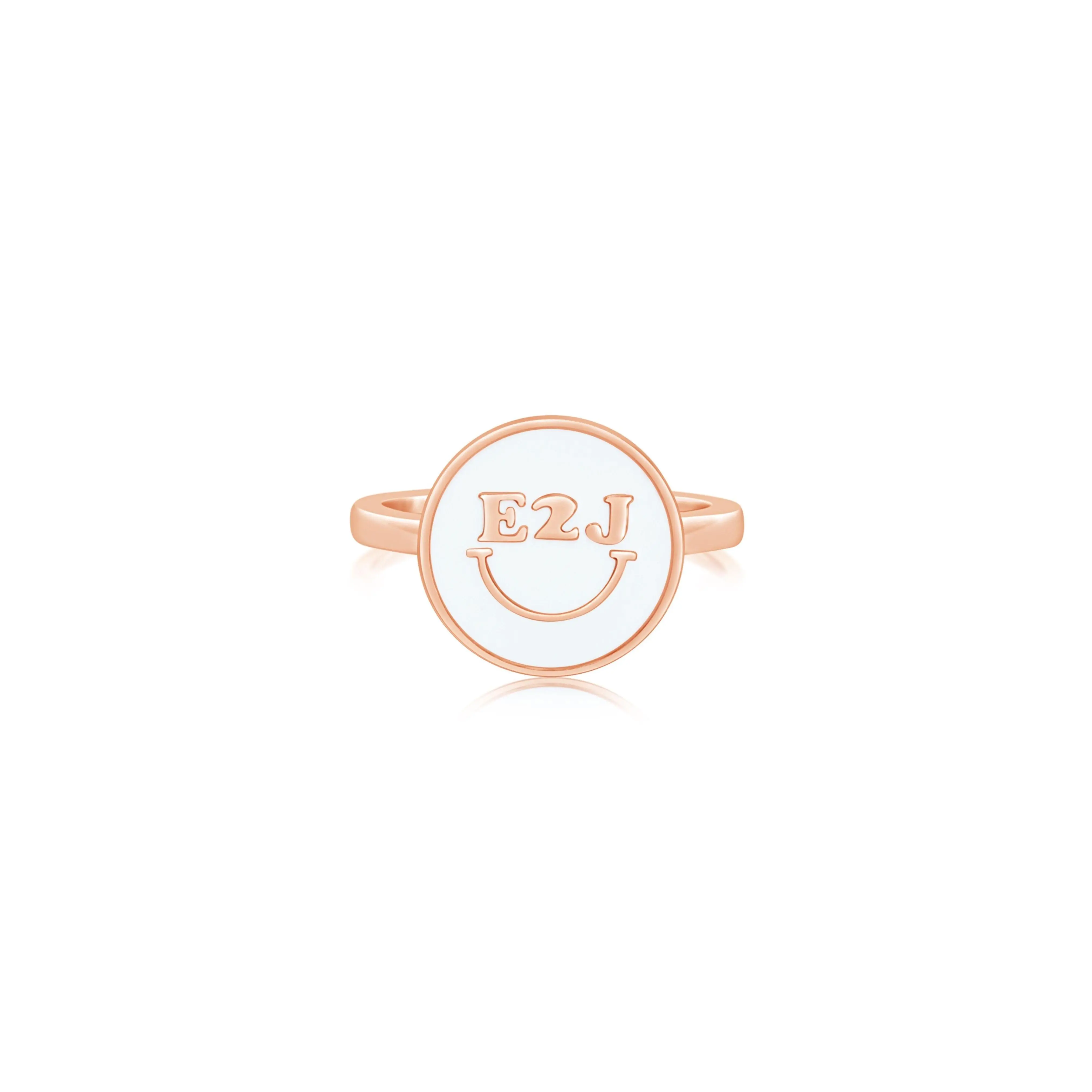 Smile White Enamel Rose Gold Plated Girl's Rings Earth2Jane Size 5