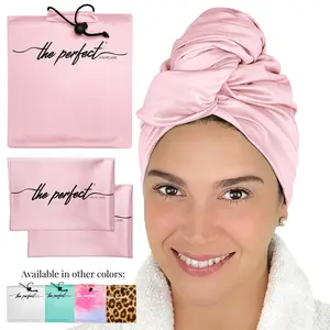 THE PERFECT HAIRCARE Curly Hair Girls Microfiber Plopping Towel Set - Anti-frizz Silky Smooth Hair Drying Wrap for Women - Super Absorbent Large Hair Towel + 2 Scrunching Towels to Micro Plop