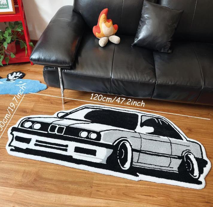 Car Cartoon Rug Decorative Floor Mat - Fun & Playful Design for Homes & Vehicles - Enhances Aesthetics & Adds Whimsy to Any Space