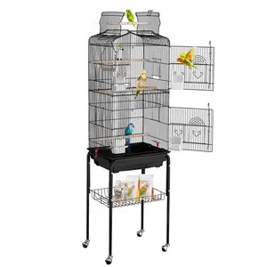 【DealsForYouDays】VEVOR Large Bird Cage,  , 62 in, Open Top Parakeet Cage with Rolling Stand,  Steel Bird Flight Cage with Removable Tray, Budgie Birdcage with 4 Perches, Parrot Cage for Lovebirds Cockatiels Pet Toy