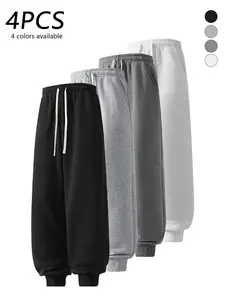 4-pack men’s jogger sweatpants, drawstring elastic waistband, soft skin-friendly breathable fabric, loose fit joggers