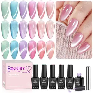 Beetles Cat Eye Gel Nail Polish Set - Green Pink Blue Purple Cat Eye with Magnet Glitter Gel Soak Off UV Prismatic Mirage Collection Salon Nail Art Manicure Gift for Women #TikTokShopBacktoSchool