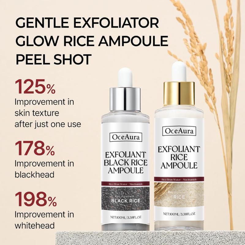 Peel Shot Glow Rice Ampoule Duo - Serums for Brightening,Exfoliating,and Moisturizing - Suitable for All Skin Types Even Tone Smooth Gentle Salicylic Acid Serum