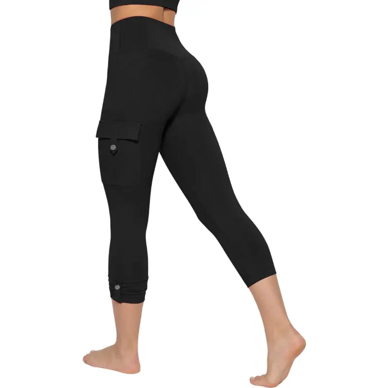 Flamingals Women's Hidden Scrunch 19" Cargo Leggings With Cargo Pockets 19" Inseam Stretchy Flamingals Women's Hidden Scrunch 19" Cargo Leggings With Cargo Pockets 19" Inseam Stretchy
