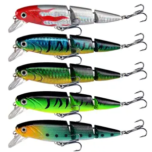 5pcs Multi-Section Minnow Bait 11cm/4.3inch, Sharp Worm Hooks, Ideal for Freshwater Saltwater Fishing, Saltwater Fishing Lures, Catch Large Bass, Perch, Pike!