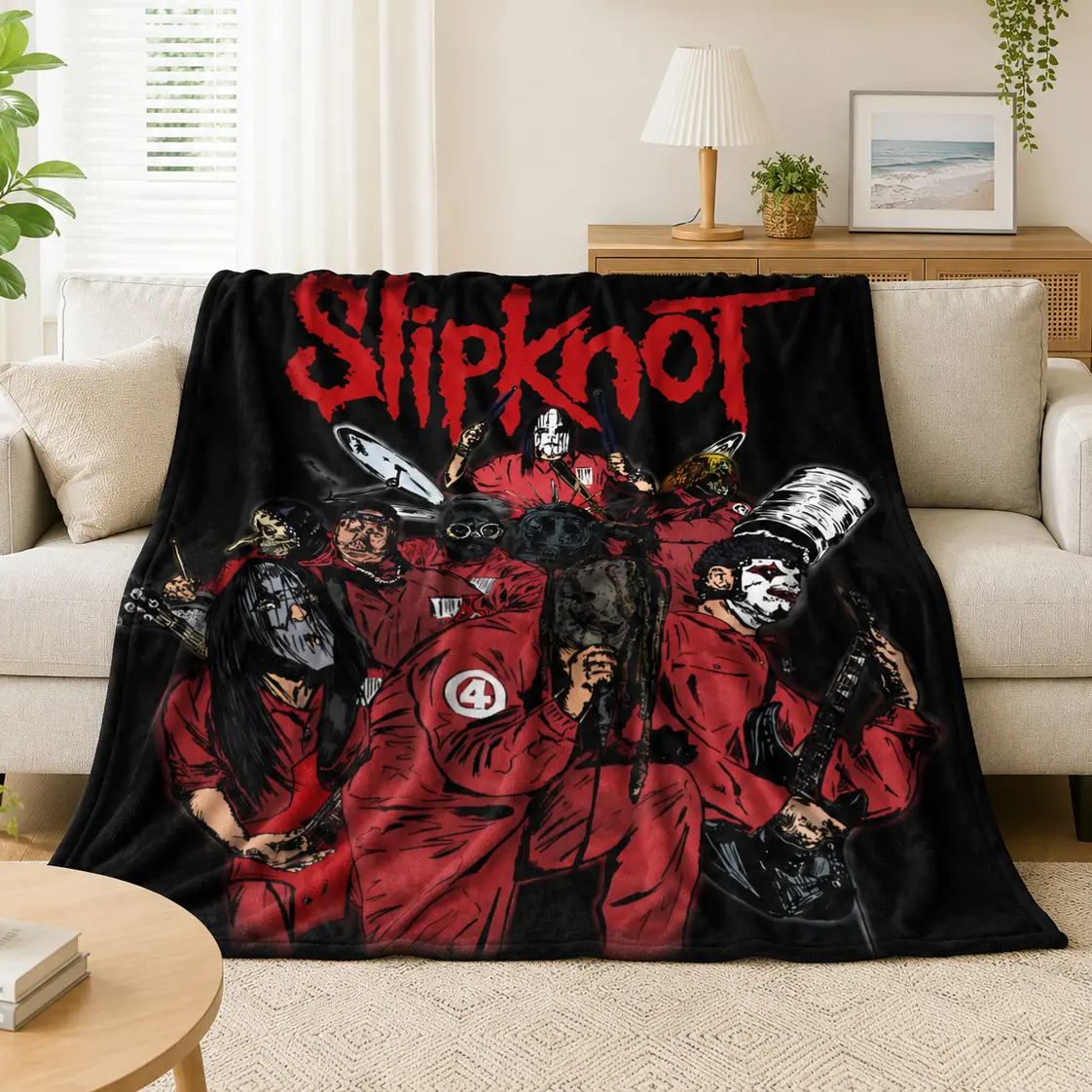 Slipknot Rock Band Premium Flannel Blanket, Heavy Metal Mask Graphic Soft Cozy Throw Blanket for Bed Couch Sofa, Nu Metal Music Fan Merch Gift