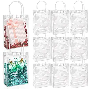 Transparent Gift Bags with Handles, Thick Waterproof Multi-Functional Party Favor Bags, Ideal for Mother's Day, Birthdays, Weddings, Baby Showers