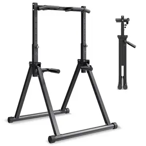 fathersdaygift VEVOR Pull Up Bar, 330LBS Capacity Portable Pullup Bar Station, Pullup Bars Free Standing with Triangular Structure Heavy-Duty Steel Tube, 9 Level Height Adjustment Gravity Fitness for Arms, Back