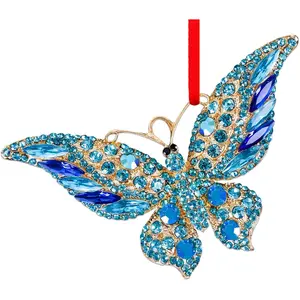 Butterfly Christmas Ornaments 2025 - Blue Butterfly Ornaments for Christmas Tree Decorations Metal Butterflies Hanging Ornament Gifts for Sisters Girls Mom Grandma Women Friends Bestie