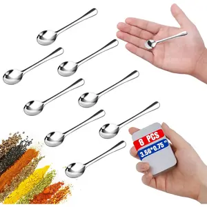 8PCS Tiny Spoons Upgraded Larger Size 3.56 inch - Mini Stainless Steel Spoons for Salt Jars Spice Jars, SUS 304 Food Grade Seasoning Spoon for Powder Spices, Pepper, Sugar, Coffee