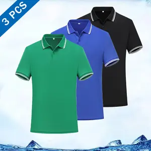 Men's 3-Pack Short-Sleeve Polo Shirt - Color-Block Collar and Sleeves, Breathable Fabric, Casual and Trendy Tee, Essential for Everyday Wear and Warm Weather Tropical Stylish