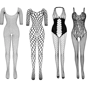 4Pack Women Fishnet Bodysuits Stockings Sleepwear Lingerie Mesh