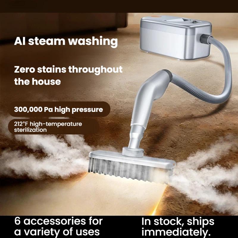 【Chemical-Free】Handheld Steam Cleaner, 10s Fast Heat Pressurized Steamer with 6 Accessories for Kitchen, Bathroom & Car