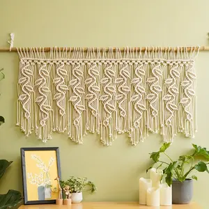 [1pc Handmade Bohemian Tapestry] 1pc Home Decoration Handmade Bohemian Style Macrame Tapestry Wall Hanging With Tassels Tapestry For Living Room Home Decor (Excluding Wooden Poles)