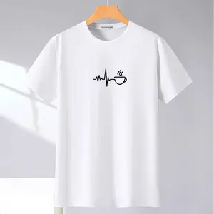 Korean Style T-shirt For Men Women Minimalist Design Black White Breathable Cotton Day Fabric Soft Thick Tops Womenswear Basic Casual Streetwear Tshirt Summer Crewneck Fitted Shortsleeve