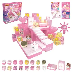 Magnetic Building Blocks Set, 100/200 Pieces, Bedroom, Glow Magnetic Cubes, Stem Montessori Toy for Kids Aged 3+, Gender Neutral, Holiday Gift