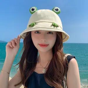 Spring Summer Frog Graphic Bucket Hat Stylish Cartoon Design Outdoor Travel Hat