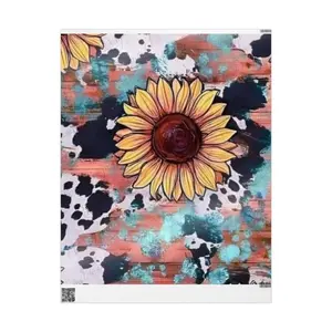 Sunflower and Cow Print Wrapping Papers, Gift Wrap Roll, Present Packaging, Festive Decor, Birthday Supplies, Crafting Paper