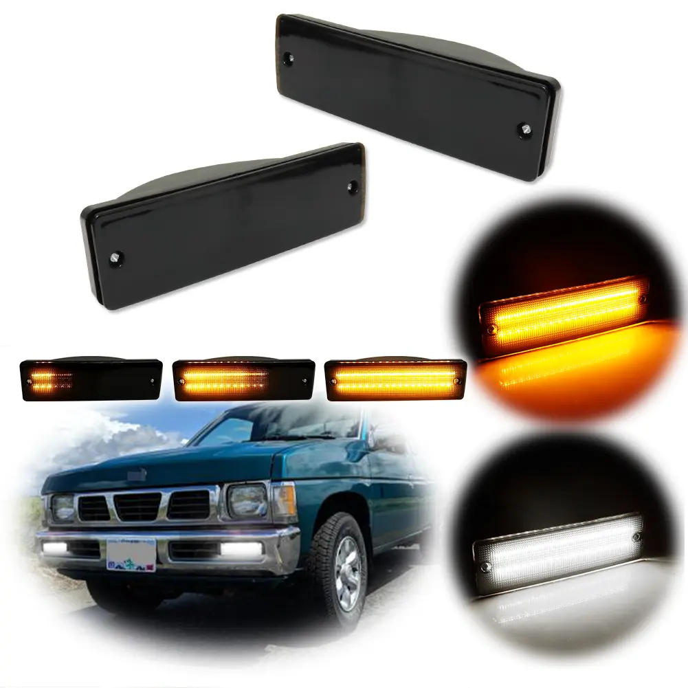 2pcs Smoke Switchback LED Signal lamps Light for 1988-1997 Nissan D21 Hardbody 1988-1995 Pathfinder,Replace OEM NI2521108 / NI2520108