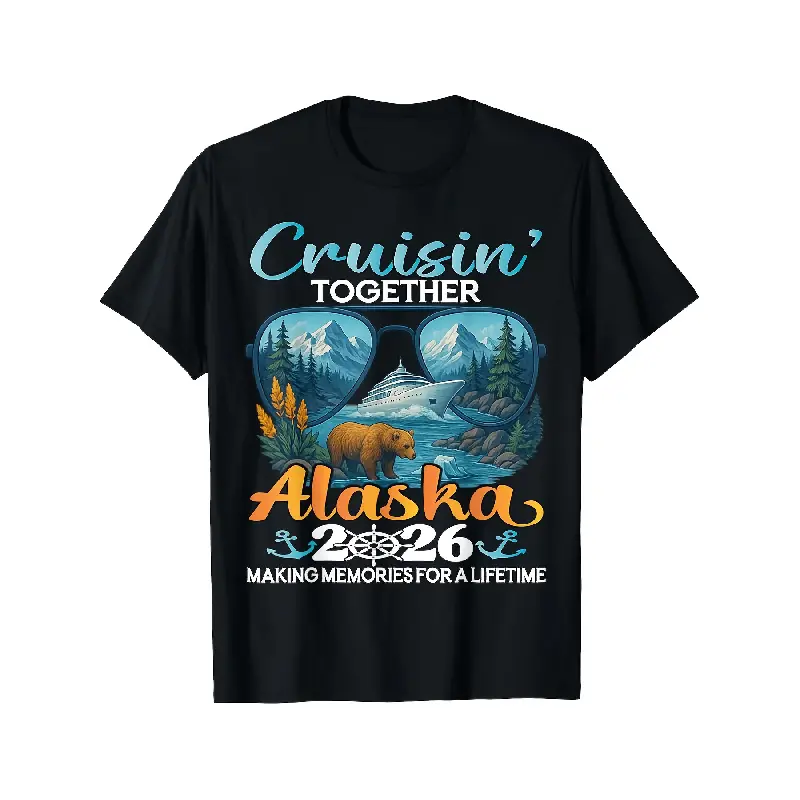 Men's Casual Short-Sleeve Streetwear T-Shirt - Family Matching Top for 2026 Group Alaska Cruise