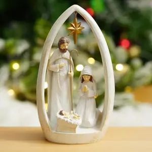 Nativity Sets for Christmas Holy Family Scene Gifts Religious Christian Holidays Decor Indoor Tabletop Resin Statue Figurines Decorations Collection 8.8" H (White)