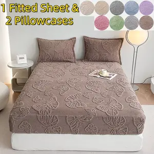 Butterfly Flower Bedding Set, Polyester Fiber, Soft Comfortable, No Print, Thick Velvet Fabric, 3 Piece Set