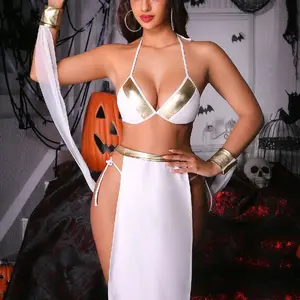 Fantasy Costume 6pcs Halloween Belly Dance Colorblock Sexy Lingerie Set For Women, Costume For Halloween Party