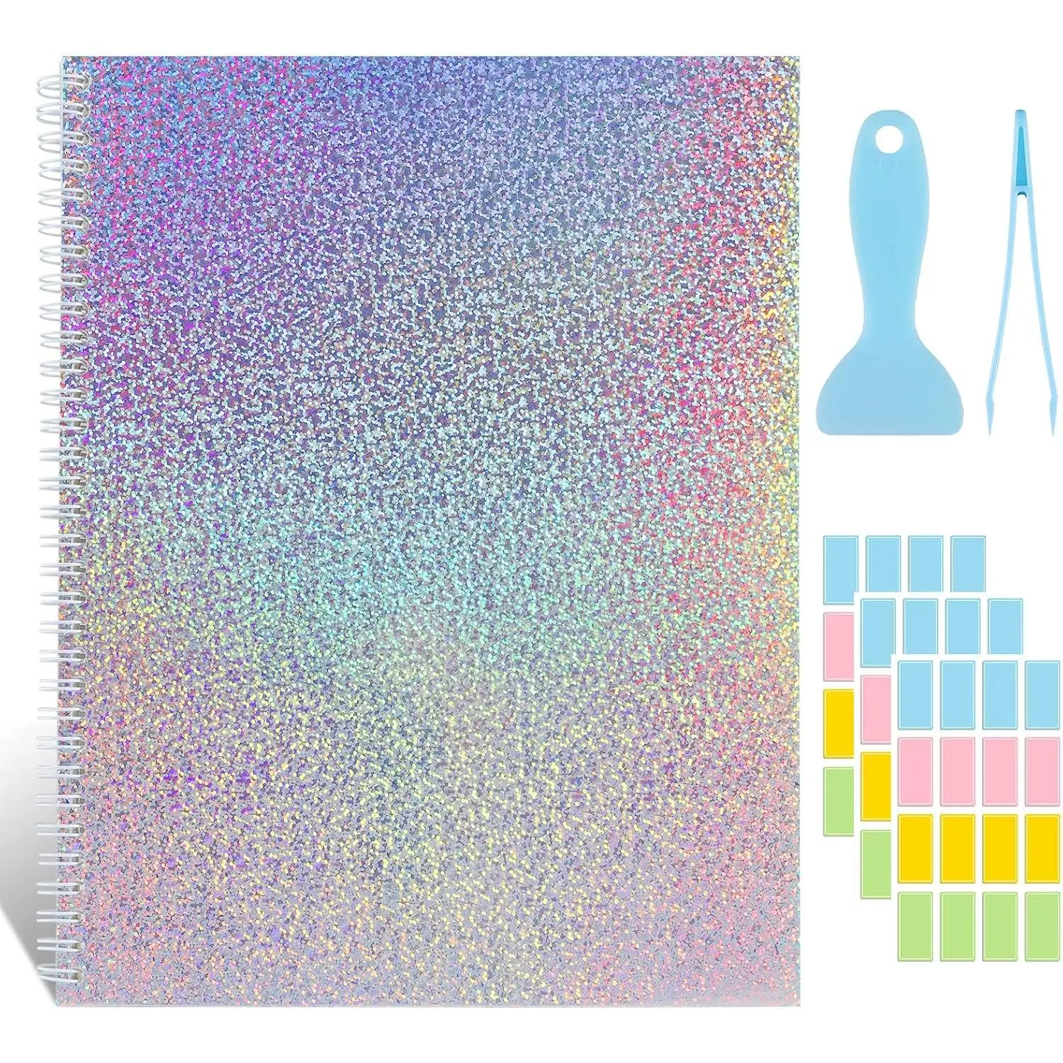 Large  Sticker Book Collecting Album Sticker Collection Storage Book for Adults 40 Sheets Blank Release Paper 8.5x11 Inch (Holographic)