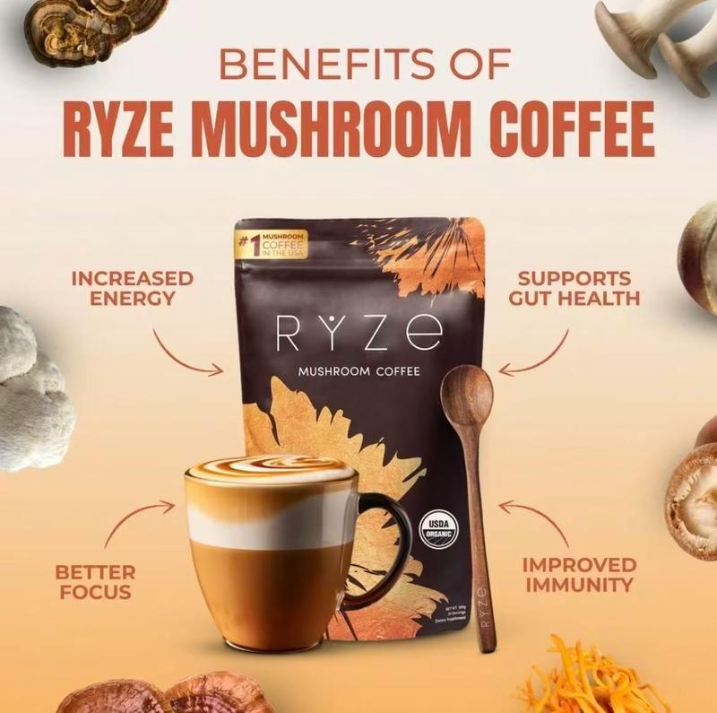 RYZE Mushroom Medium Roast Coffee USDA Organic with 6Adaptogenic ,USA Grown Instant Coffee for BetterEnergyFocus Digestion Immunity with Lions ManeSummerNew American Style Cargo Pants High Street Wide-LegCasual Pants Women Retro High Waist Drawstring