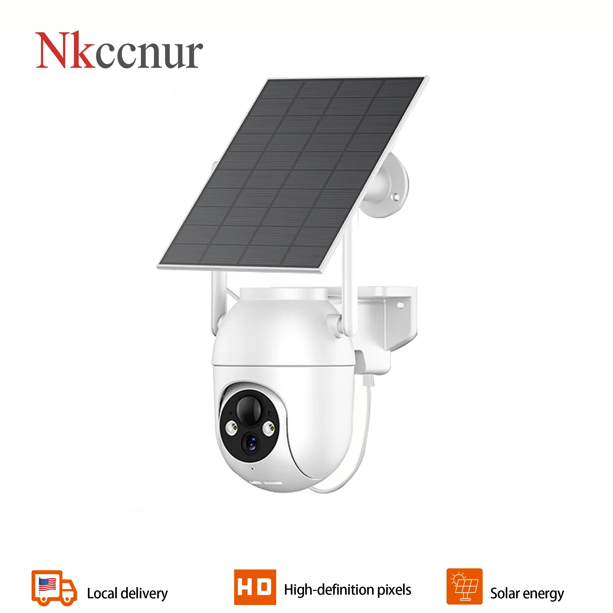 NKCCNUR Solar Security Camera 1pc Wireless WiFi, IP66 Waterproof Outdoor PTZ Camera, AI Motion Detection, Two-Way Audio, HD Night Vision, Home Surveillance Camera