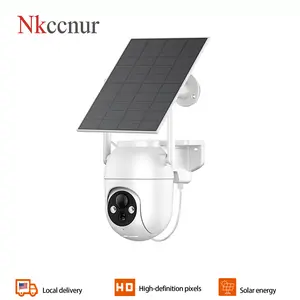 NKCCNUR Solar Security Camera 1pc Wireless WiFi, IP66 Waterproof Outdoor PTZ Camera, AI Motion Detection, Two-Way Audio, HD Night Vision, Home Surveillance Camera