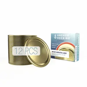 Anchor Hocking by Tecnocap Wide Mouth Canning Lids 12 Pcs per Box 24 Boxes per Package Essential Canning Supplies for Canning Tasks Kitchen