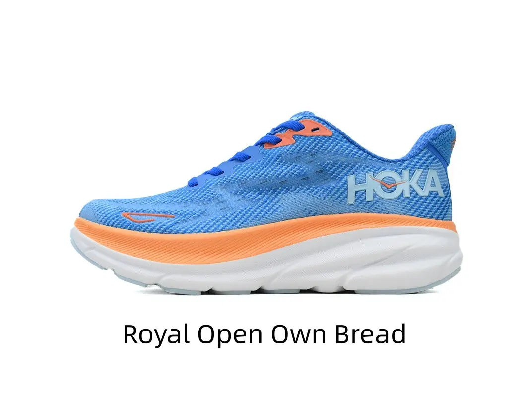 Blue orange colorblock rocker cushion road running sneakers with breathable mesh upper, shock-absorbing layered foam midsole, anti-slip rubber outsole for marathon training, long walks & unisex daily casual outfits