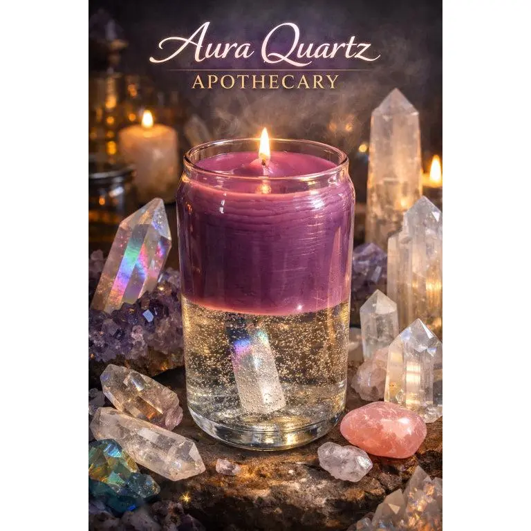 Aura Quartz Apothecary Candle- Crystal infused Non-Toxic Soy Candle for Energy and Home Ambiance