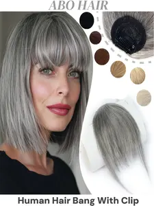 Wispy Bangs Hair Clip for Women & Men, Human Hair Feathered Fringe, Straight Clips-On Bangs, Natural Look, Instant Volume, Daily Wear